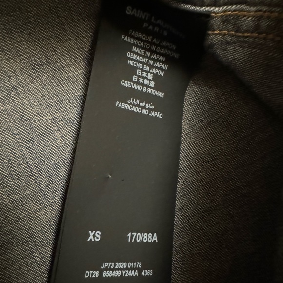 Saint Laurent Long Sleeve Denim Shirt with Ruffled Collar - Picture 6 of 8